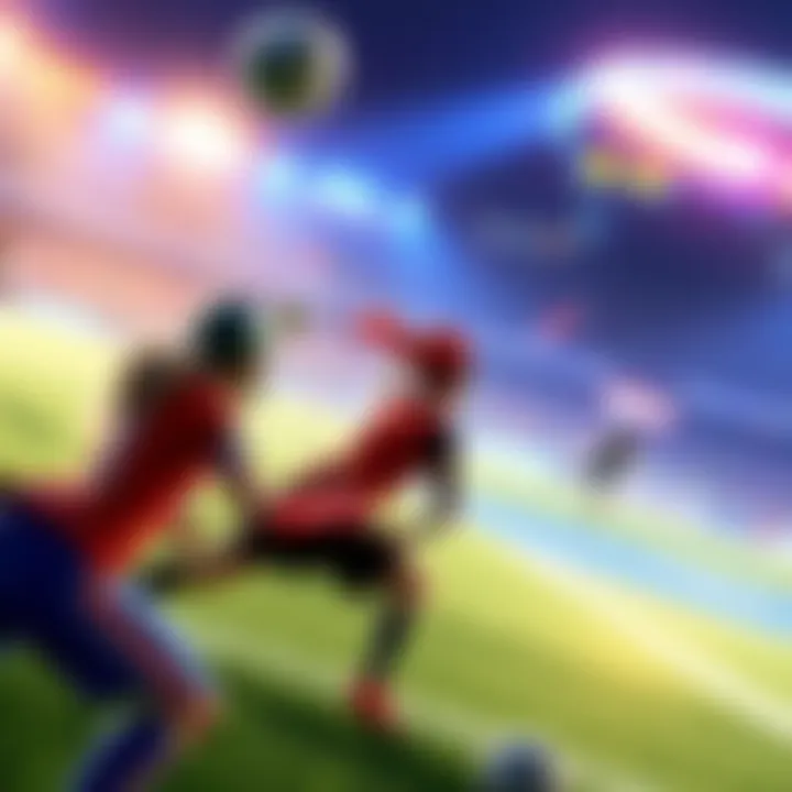 Teams compete in a Rocket League match during the Fantasy Series Season 5, showcasing action on the field and player skills.