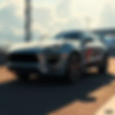 A Porsche Macan SUV with decals featuring popular characters from Overwatch like Tracer and Mercy in Rocket League setting