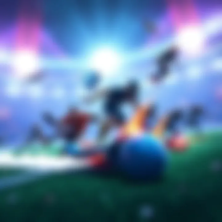 Illustration showing various ranks in Rocket League with players in action