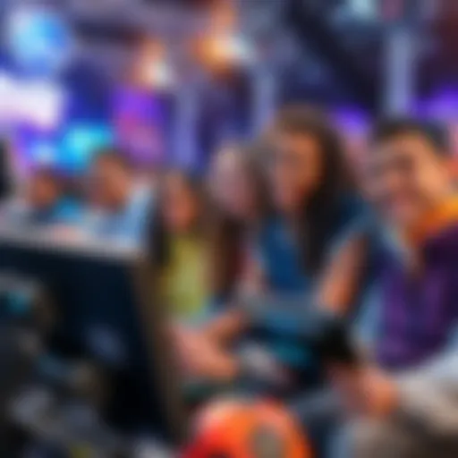 A group of diverse Rocket League players smiling while engaging in a friendly match on their gaming consoles