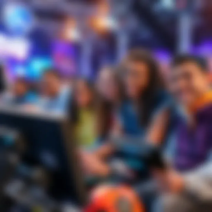 A group of diverse Rocket League players smiling while engaging in a friendly match on their gaming consoles
