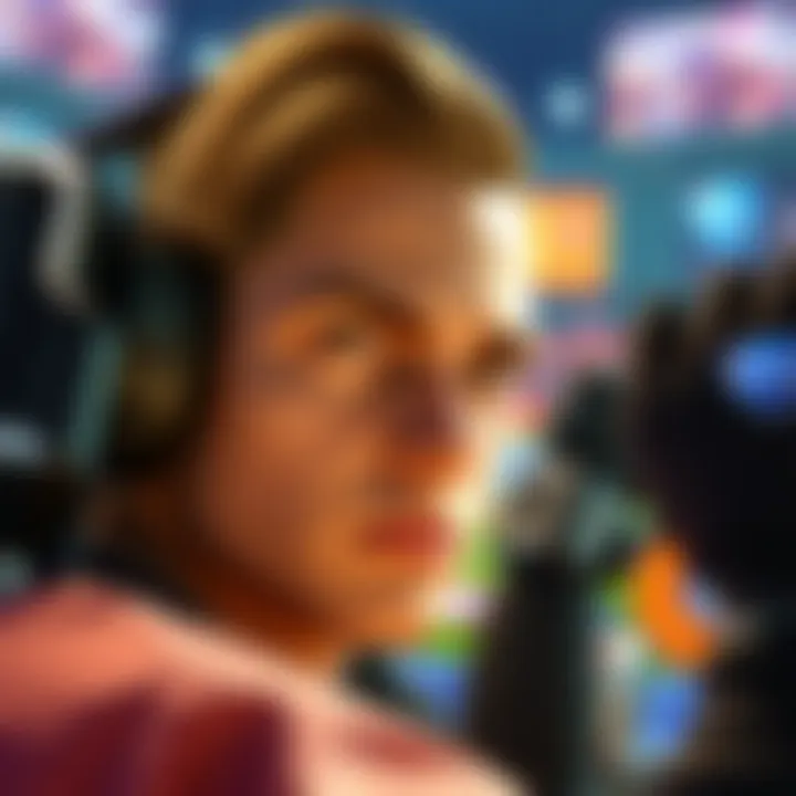 A player faces tough competition in Rocket League's solo queue, showing determination with a focused expression, surrounded by vibrant game graphics in a 3v3 match.