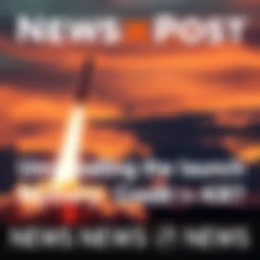 A rocket launching into the sky at sunset, leaving a trail of smoke behind.