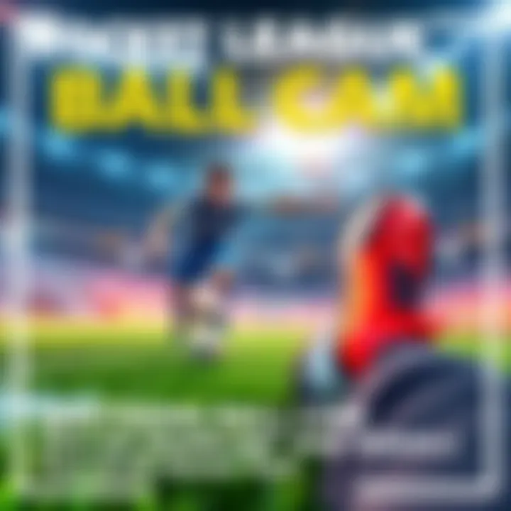 A player using ball cam in Rocket League while dribbling a soccer ball on the field.