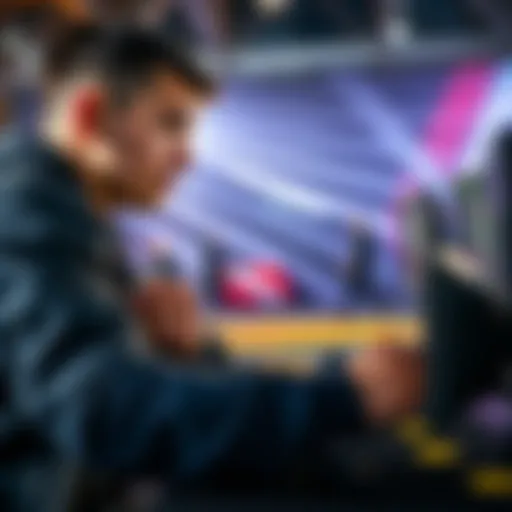 A skilled Rocket League player practicing their mechanics in front of a gaming setup, showcasing their focus and determination.