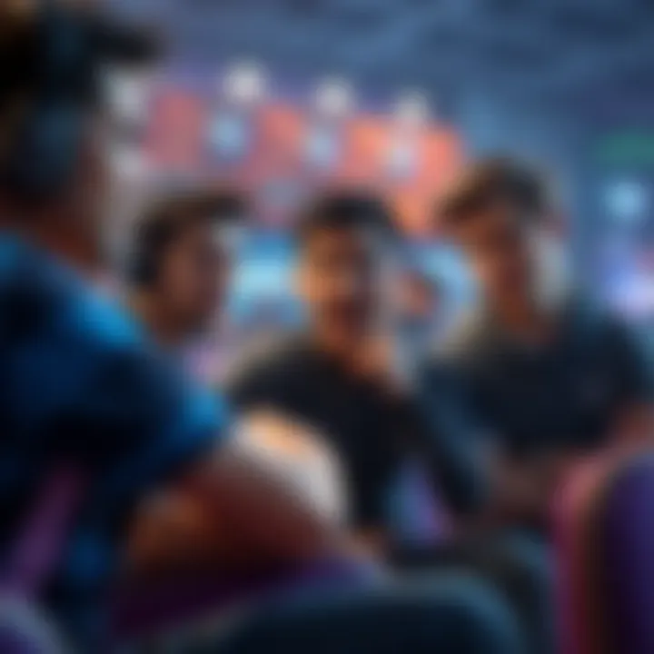 Rocket League players arguing A group of Rocket League players discussing frustrations during a game, showing varied emotions like anger and disappointment.