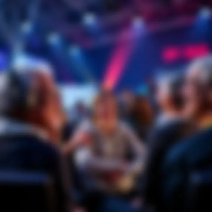 A group of older gamers playing Rocket League, smiling and celebrating their achievements on the screen.