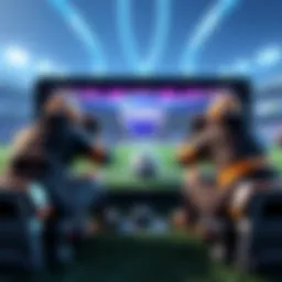 Two teams in Rocket League match with highlighted ball possession time on screen