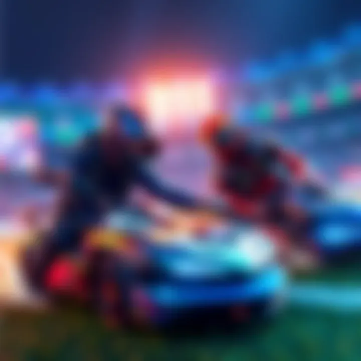 Two professional players competing in Rocket League with enhanced graphics from the Unreal Engine 6 update