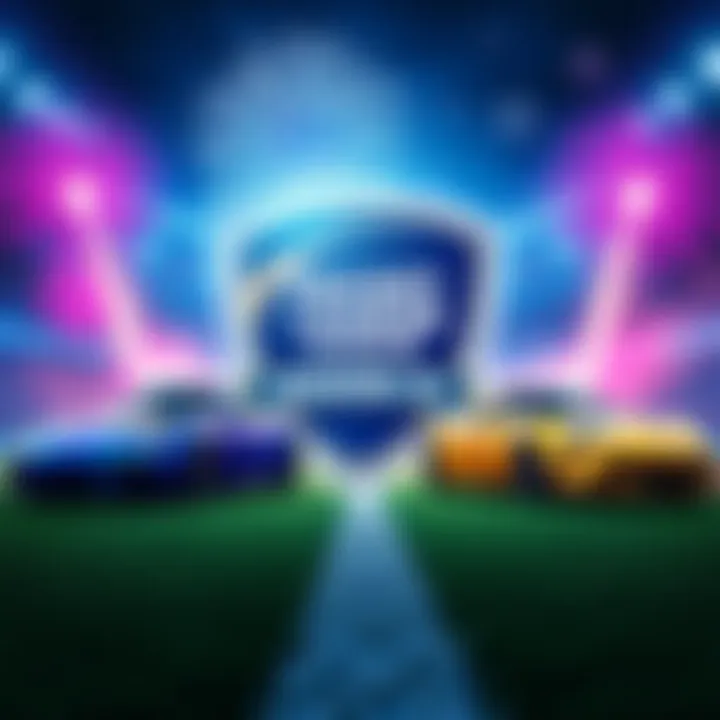 Rocket League logo with vibrant fireworks and cars playing soccer in the background for the 10th Anniversary