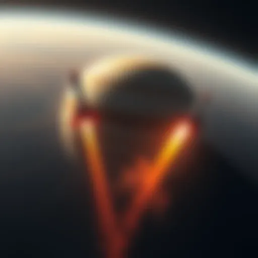 Two rockets flying towards Jupiter's atmosphere, highlighting a planetary defense concern.