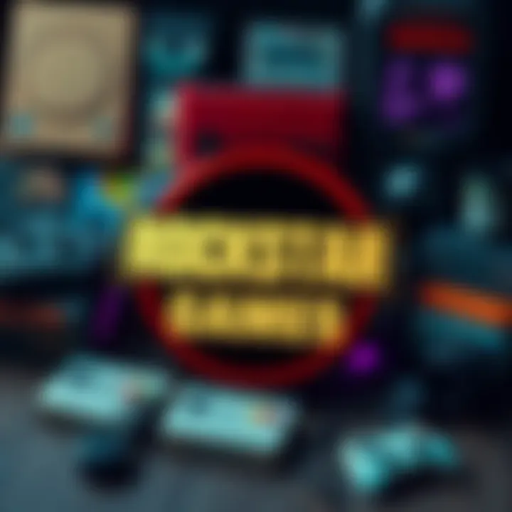 The Rockstar Games logo surrounded by nostalgic gaming items like old consoles and game cartridges, symbolizing the blend of past and future in gaming.