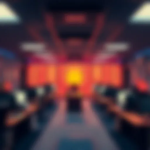 Interior of Rockstar Games office with employees at desks working and security measures in place