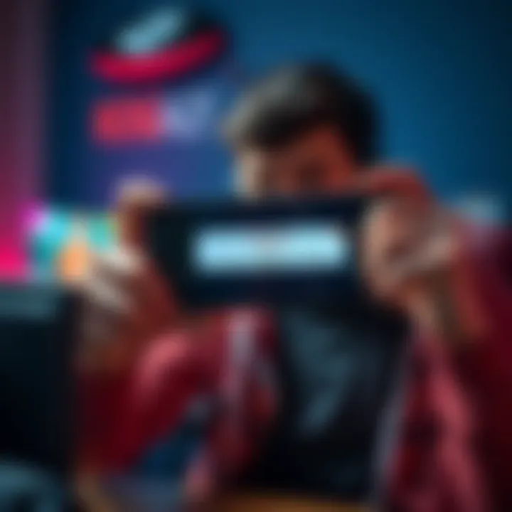 A frustrated gamer holding a Rog Ally device showing an error message for internet connection while trying to play offline