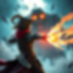 A rogue character activates her Imbue hero power, revealing a Collossi in a vibrant battle scene.