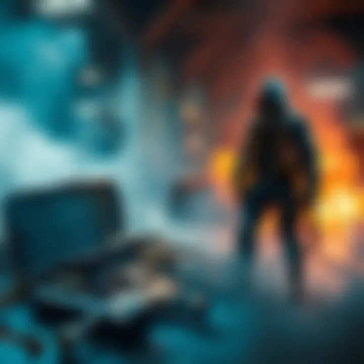 A player stands over the rare loot dropped by a rogue agent, showcasing valuable items like weapons and collectibles.