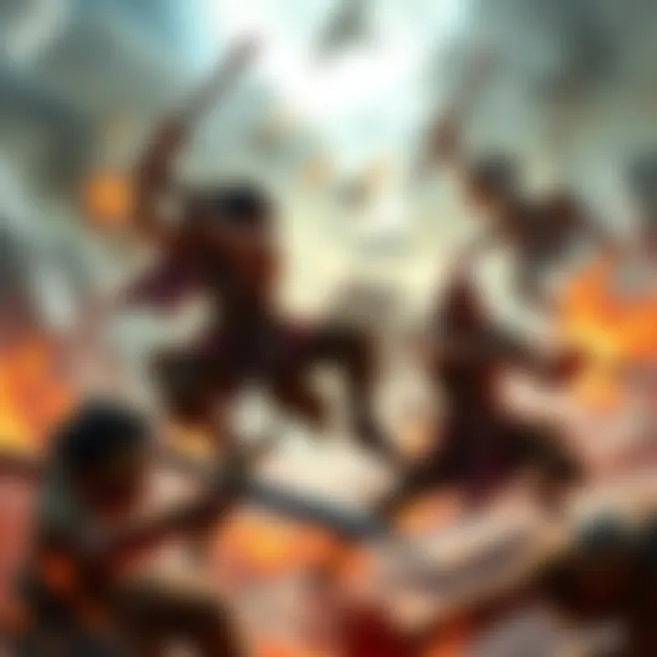A dynamic action scene featuring the Rogue Prince battling enemies in a vibrant 2D landscape.