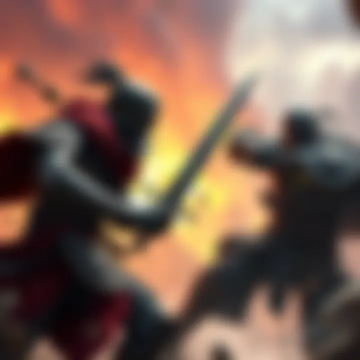 A Rogue and a Warrior engaging in battle, showcasing their combat styles in a fantasy setting.