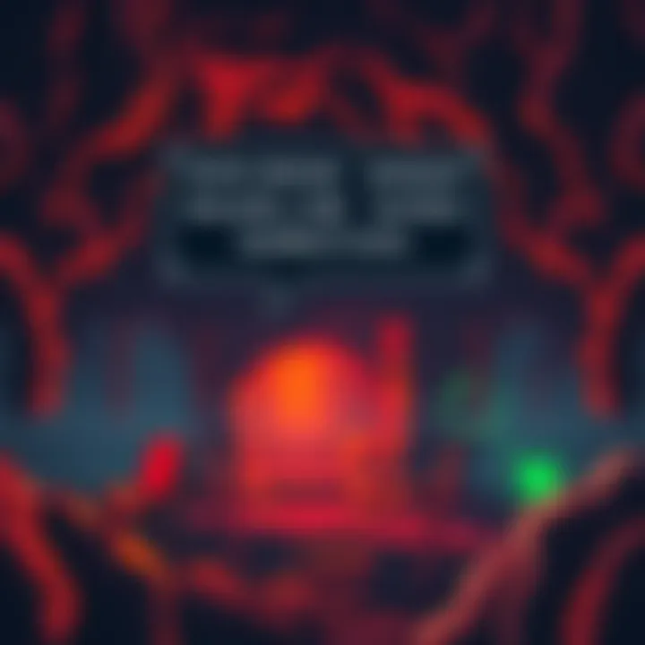 Roguelike Game with Narration A vibrant scene from a roguelike game showing a character exploring a dungeon, with a narrator's text box appearing above, providing witty commentary.