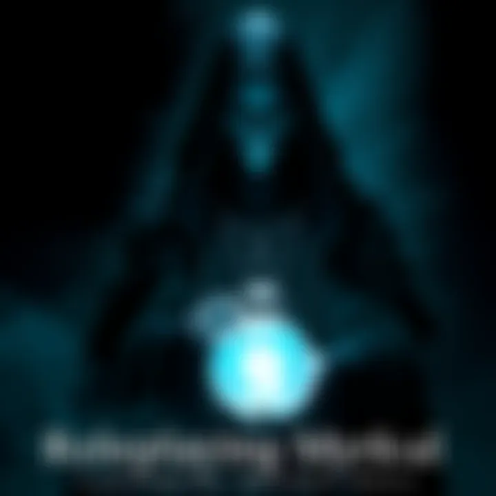 Roleplaying Myrkul A character dressed in dark robes representing Myrkul, with a skull motif and holding a crystal ball, set against a shadowy background.