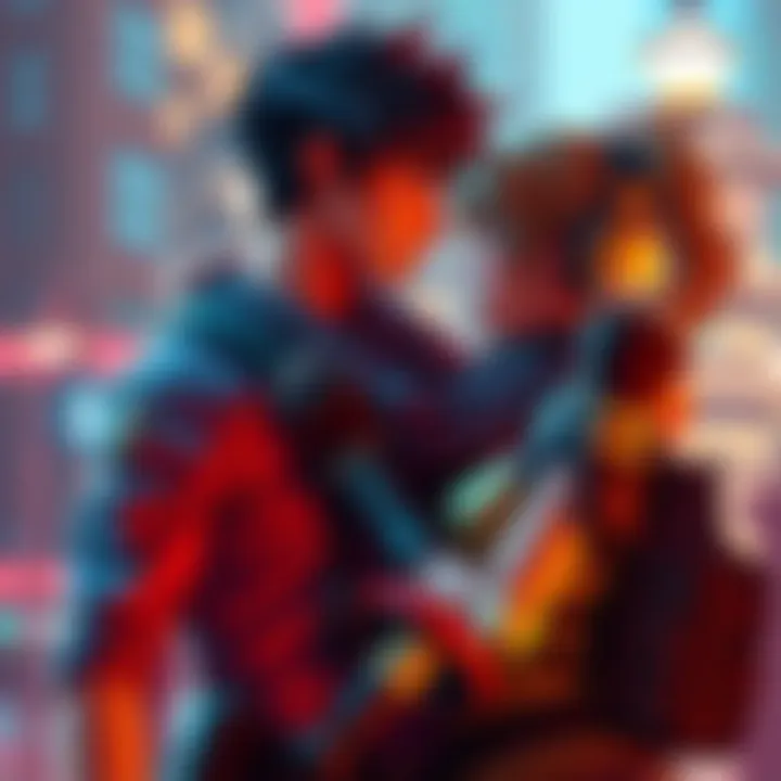 Characters with chemistry in video games Two game characters sharing a moment of connection, showcasing their chemistry and hinting at a romantic storyline