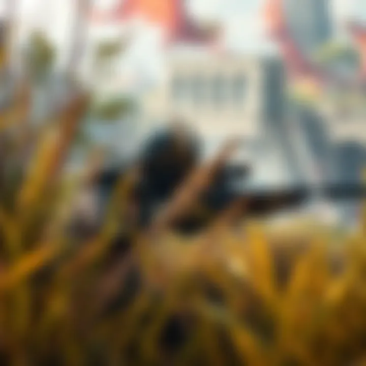 Rook in Action A character named Rook hiding in the bushes, observing a battle in a vibrant game world, ready to engage in action.