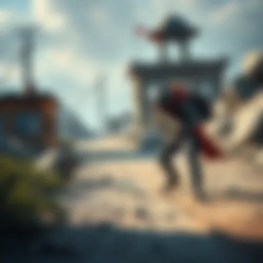 Rook Run on Outpost A character searching for loot in a deserted area of Outpost, showcasing a strategic approach to gathering items and planning an exit.