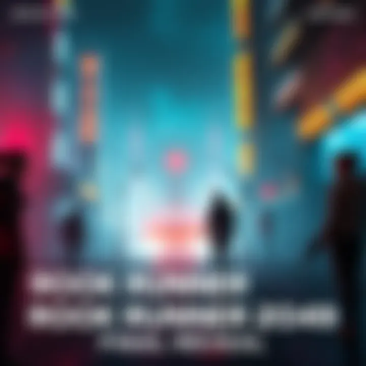 A vibrant scene showcasing the completed visuals of Rook Runner 2049, highlighting characters and settings in the project.