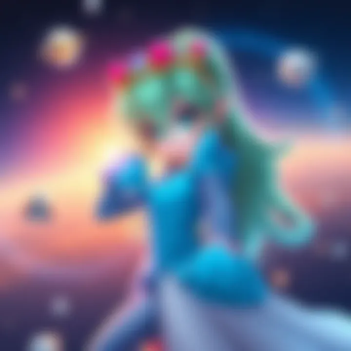 Rosalina Mobile Wallpaper A mobile wallpaper featuring Rosalina with text removed from her character poster, showcasing her colorful design and space theme.