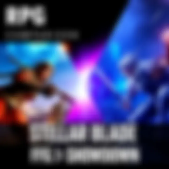 RPG Game Comparison A split-screen showing gameplay from Stellar Blade and FF7 Rebirth, highlighting their graphics and action scenes.