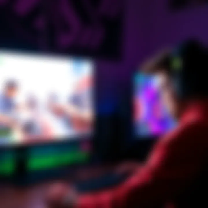 A frustrated gamer looking at a computer screen showing low FPS while playing a game on an RTX 5080 graphics card, with a 2K resolution display in the background.