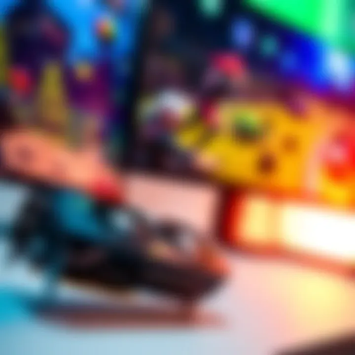 Close-up of RTX 5070 graphics card next to a gaming monitor showing 1080p resolution games