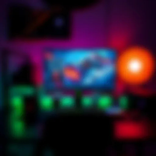 A gaming setup featuring an RTX 5070 graphics card and I5 Ultra 14 core processor, showcasing high-performance components and a 1440p gaming monitor.