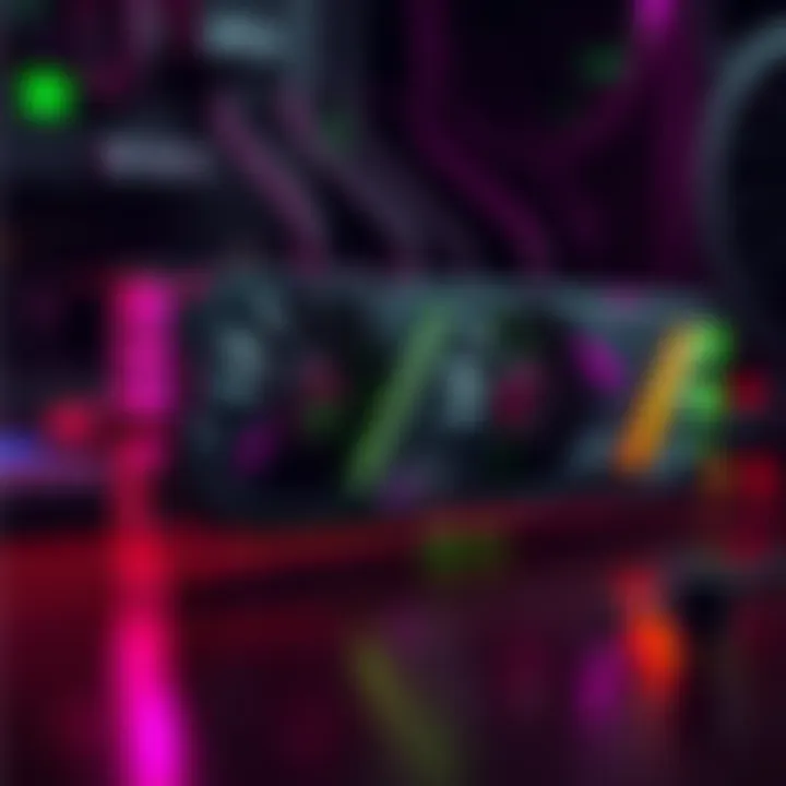 An RTX 5090 graphics card with two power connectors being tested for undervolting to reduce load