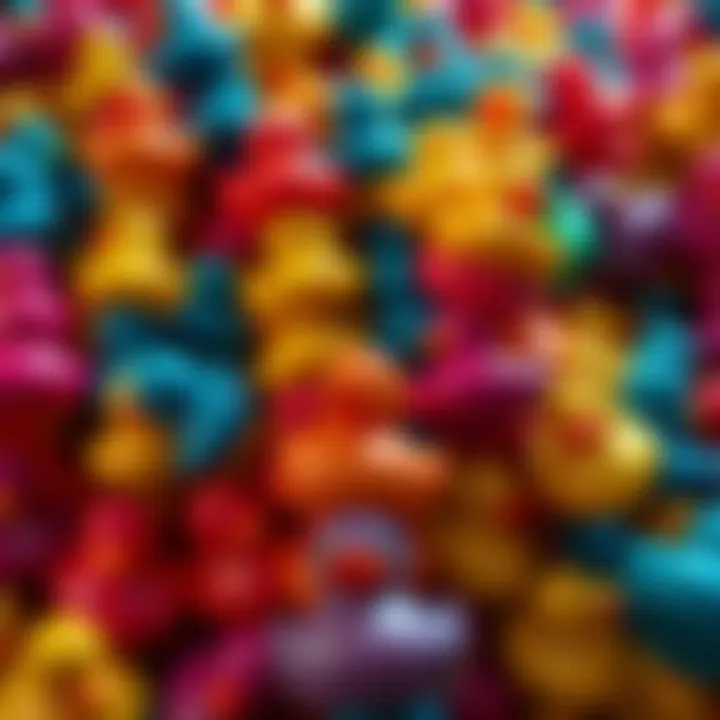 A collection of colorful rubber duckies stacked together, symbolizing the surprising wealth gained from a cheater confrontation.