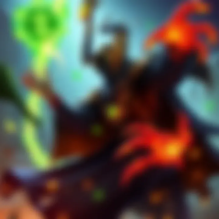 Rubick using a stolen spell in battle with Aghanim's effects visible