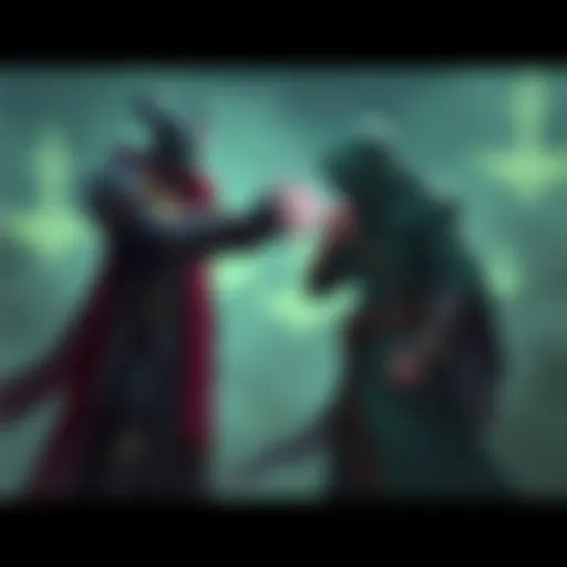 Rubick stands confidently, casting a spell towards Silencer, who appears defeated. The scene captures the tension between the two Dota2 heroes after a match.