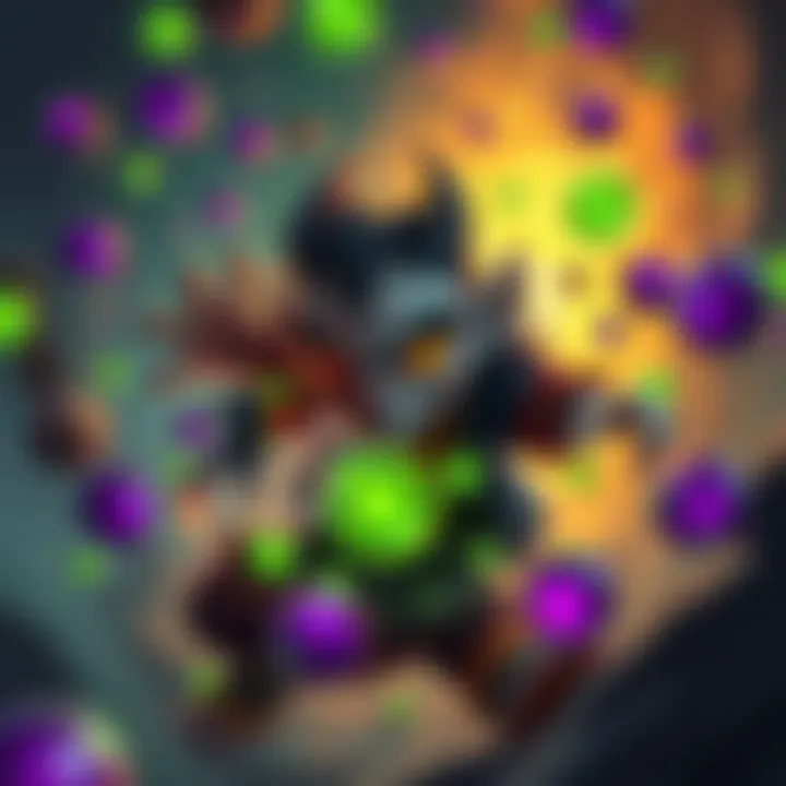 Ruinous Effigy Build A character surrounded by green and purple orbs, engaging in chaotic gameplay with a mischievous expression.
