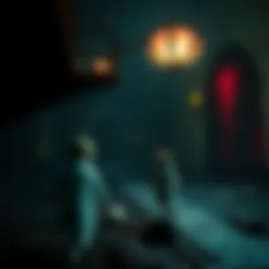 A dark and eerie environment from Rule of Rose featuring children and unsettling imagery that captures the game's atmosphere.