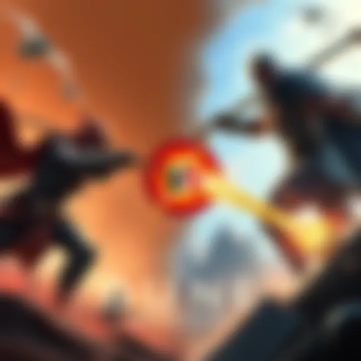 Graphic showing players from Runescape and Dune: Awakening in a virtual battle, highlighting gameplay elements from both games, with a focus on survival features.