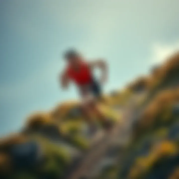 A runner pushing through a tough trail during an impossible run challenge, showing determination and focus