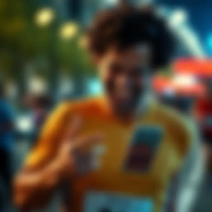 A runner laughing while looking at a humorous marathon meme on their phone