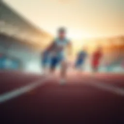 A runner swiftly overtakes other competitors in a race, showing determination and speed.