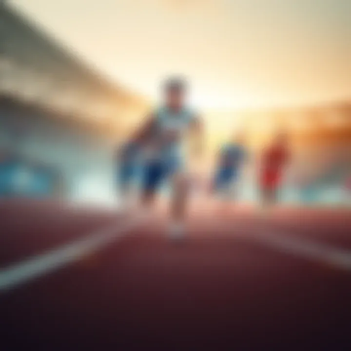 A runner swiftly overtakes other competitors in a race, showing determination and speed.