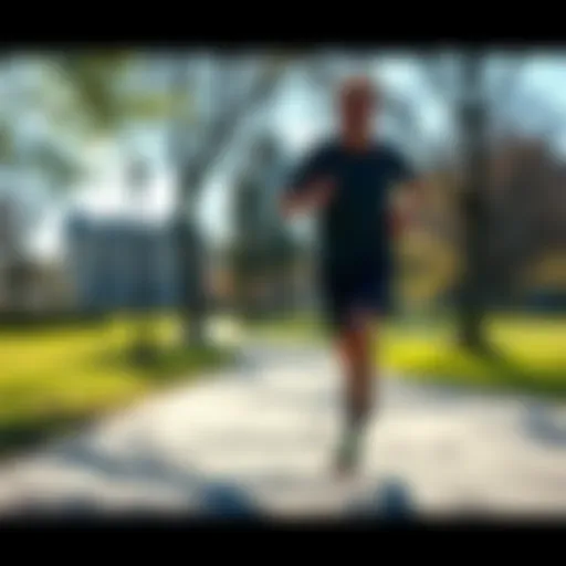 A person jogging quickly in a park during a sunny day, highlighting the concept of short workouts.