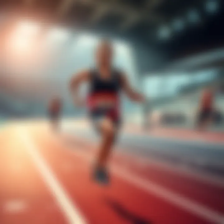 A dedicated runner sprinting on a track, showcasing incredible athleticism and focus during a race.