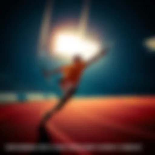 Person running with a knife A runner holding a knife while sprinting on a track