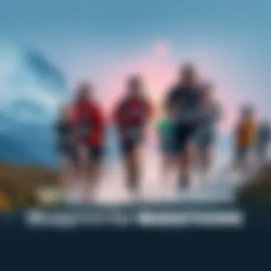 A diverse group of runners participating in the Outpost marathon, showcasing different skill levels and environmental challenges.