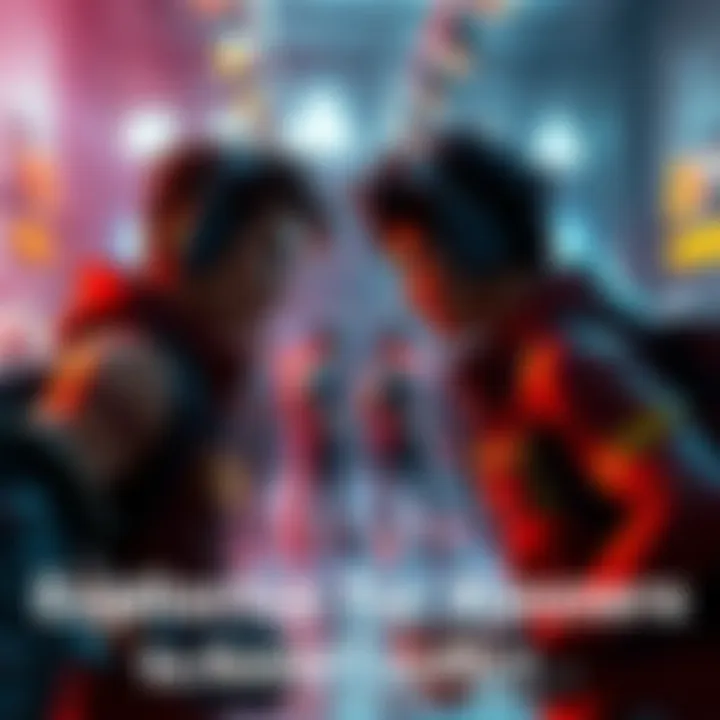 Runners in a competitive setting Two runners facing off in a competitive environment, contemplating their next move, showcasing tension and strategy in gameplay.