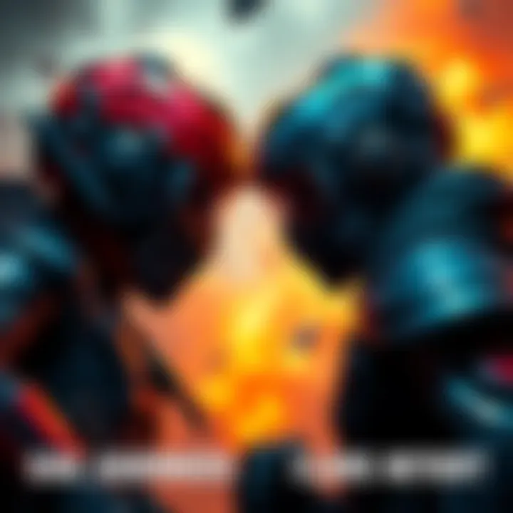 Two Runners face off against each other in a tense standoff, showcasing their battle gear and determined expressions.